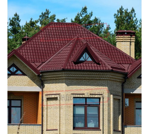 Металлочерепица Модерн RAL3005 Полиэстер-0,4