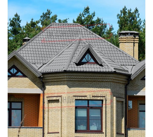 Металлочерепица Модерн RAL7004 Полиэстер-0,4