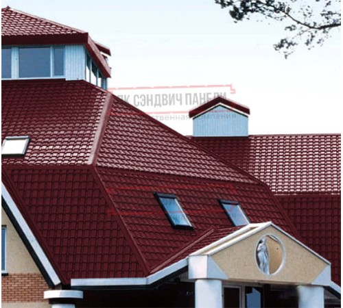 Металлочерепица Квадро профи RAL3005 Quarzit-0,5