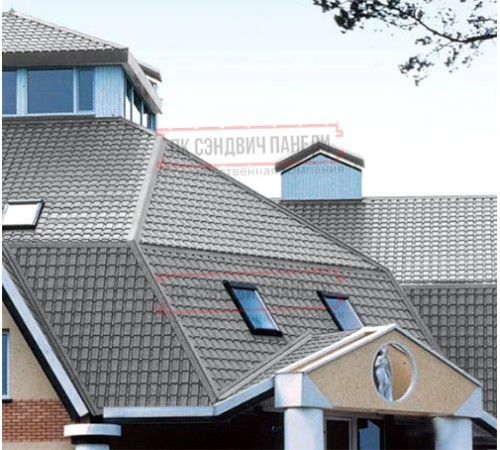 Металлочерепица Квадро профи RAL7004 Полиэстер-0,45