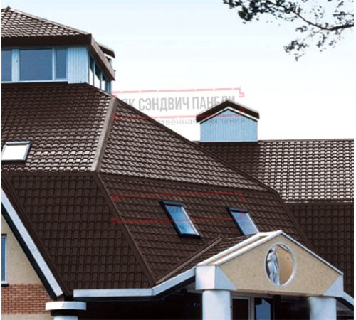 Металлочерепица Квадро профи RAL8017 Rooftop Matte-0,5