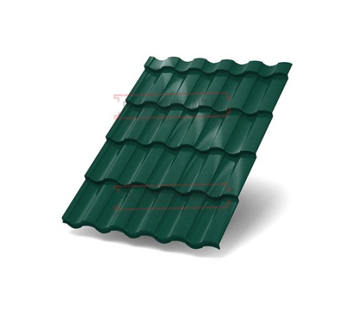 Металлочерепица Монтекристо-ML RAL6005 Призма-0.5