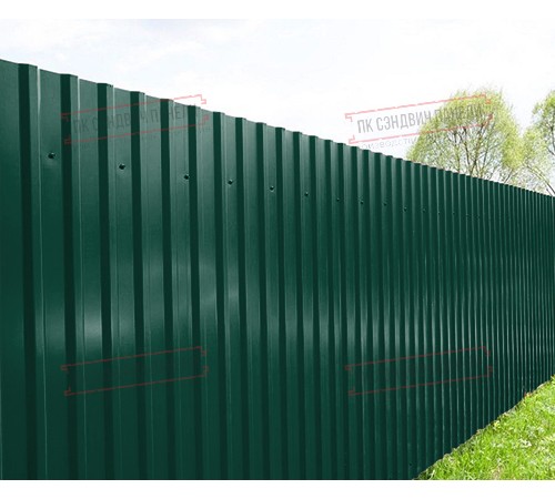 Профилированный лист МП20х1100 Полиэстер RAL-6005-0.4