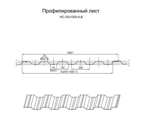 Профнастил нержавеющий НС35 0.5 AISI 430