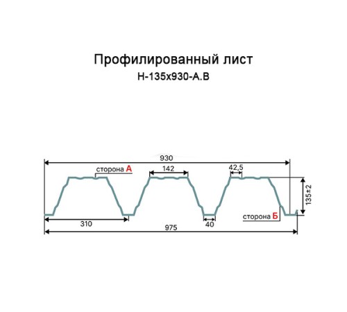 Профнастил Н135-930 Оцинкованный-0.9