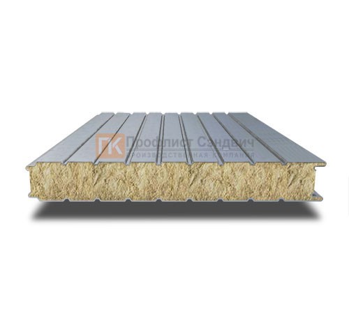 Алюминиевые сэндвич-панели стеновые с минеральной ватой, ширина 1200 мм, толщина 100 мм, 0.5/0.5