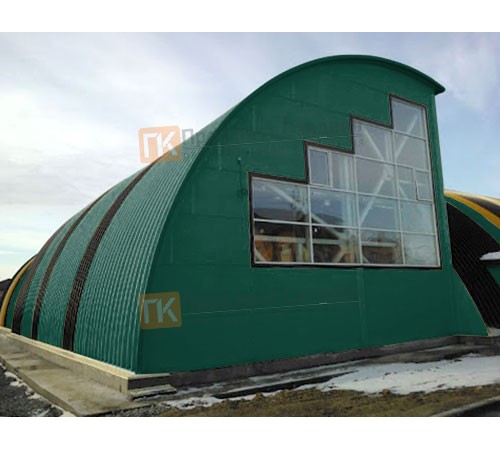 Сэндвич-панели арочные с пенополиуретаном, ширина 1200 мм, толщина 80 мм, 0.5/0.5, RAL6005