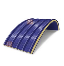 Сэндвич-панели арочные с пенополиизоциануратом, ширина 1200 мм, толщина 200 мм, 0.5/0.5, RAL5002