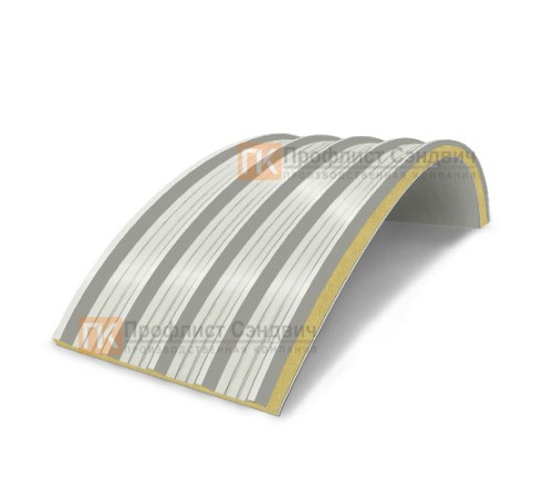 Сэндвич-панели арочные с пенополиуретаном, ширина 1000 мм, толщина 80 мм, 0.5/0.5, RAL9002