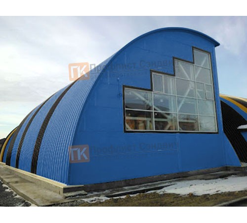 Сэндвич-панели арочные с пенополиизоциануратом, ширина 1200 мм, толщина 150 мм, 0.5/0.5, RAL5005