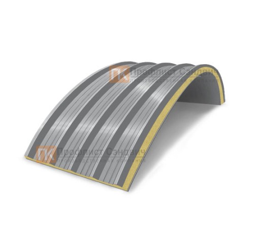 Сэндвич-панели арочные с пенополиизоциануратом, ширина 1000 мм, толщина 80 мм, 0.5/0.5, RAL7004