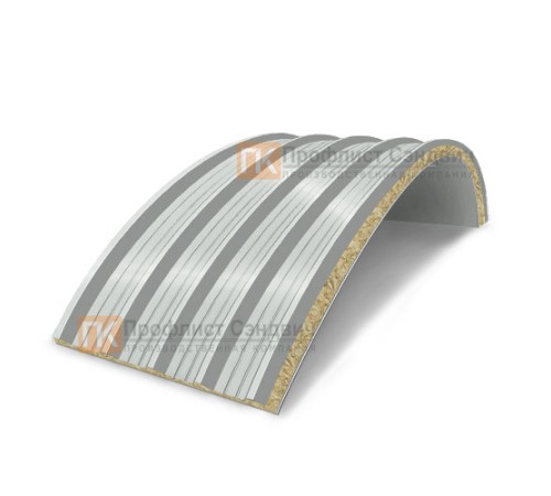 Сэндвич-панели арочные с минеральной ватой, ширина 1000 мм, толщина 180 мм, 0.5/0.5, RAL7047