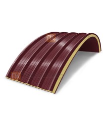 Сэндвич-панели арочные с пенополиизоциануратом, ширина 1000 мм, толщина 120 мм, 0.5/0.5, RAL3005