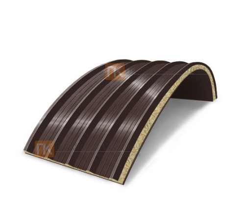 Сэндвич-панели арочные с минеральной ватой, ширина 1200 мм, толщина 10 мм, 0.5/0.5, RAL8017