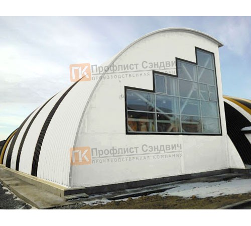 Сэндвич-панели арочные с пенополиуретаном, ширина 1000 мм, толщина 150 мм, 0.5/0.5, RAL9003