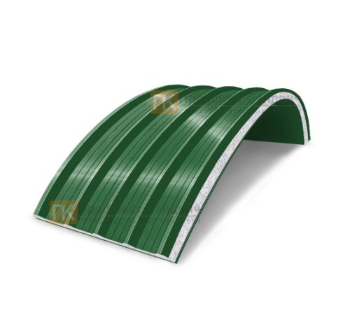 Сэндвич-панели арочные с пенополистиролом, ширина 1000 мм, толщина 100 мм, 0.5/0.5, RAL6002