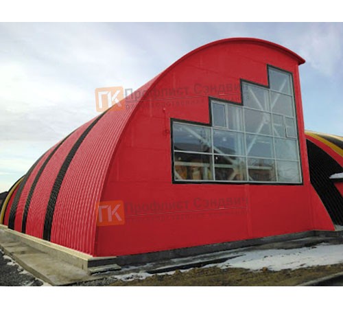 Сэндвич-панели арочные с пенополиизоциануратом, ширина 1000 мм, толщина 200 мм, 0.5/0.5, RAL3020