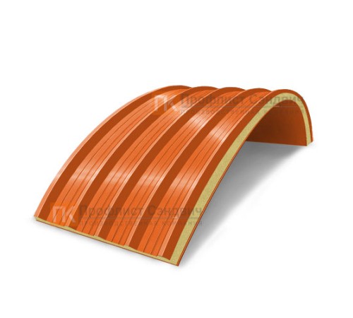 Сэндвич-панели арочные с пенополиуретаном, ширина 1200 мм, толщина 150 мм, 0.5/0.5, RAL2004