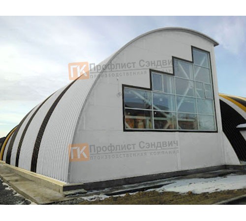 Сэндвич-панели арочные с пенополиуретаном, ширина 1000 мм, толщина 200 мм, 0.5/0.5, RAL9006