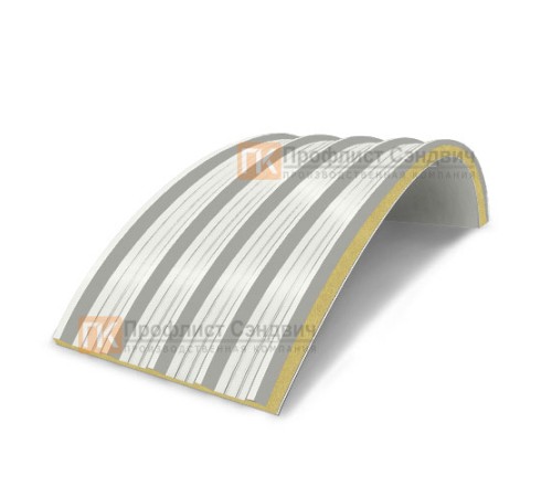 Сэндвич-панели арочные с пенополиизоциануратом, ширина 1000 мм, толщина 60 мм, 0.5/0.5, RAL9003