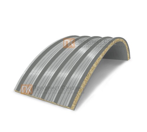 Сэндвич-панели арочные с минеральной ватой, ширина 1200 мм, толщина 10 мм, 0.5/0.5, RAL9006