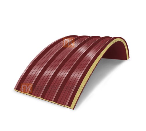 Сэндвич-панели арочные с пенополиуретаном, ширина 1000 мм, толщина 60 мм, 0.5/0.5, RAL3011