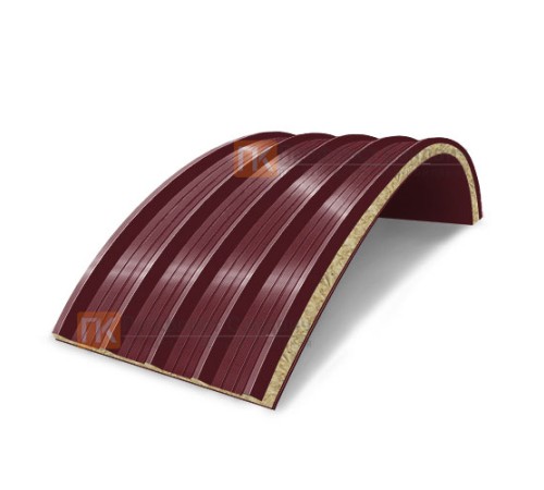 Сэндвич-панели арочные с минеральной ватой, ширина 1200 мм, толщина 180 мм, 0.5/0.5, RAL3005