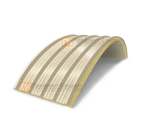 Сэндвич-панели арочные с пенополиуретаном, ширина 1200 мм, толщина 60 мм, 0.5/0.5, RAL1015