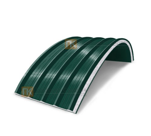 Сэндвич-панели арочные с пенополистиролом, ширина 1200 мм, толщина 20 мм, 0.5/0.5, RAL6005