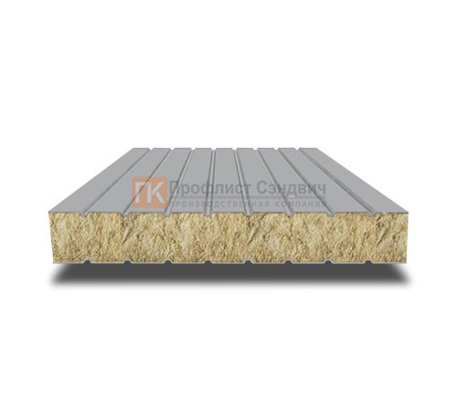 Сэндвич панели без замков с минеральной ватой, ширина 1200 мм, толщина 30 мм, 0.5/0.5, RAL7004