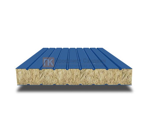 Сэндвич панели без замков с минеральной ватой, ширина 1200 мм, толщина 80 мм, 0.5/0.5, RAL5005