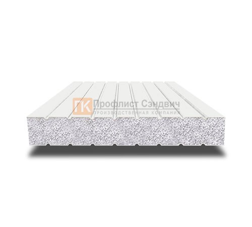 Сэндвич панели без замков с пенополистиролом, ширина 1200 мм, толщина 50 мм, 0.5/0.5, RAL 9003