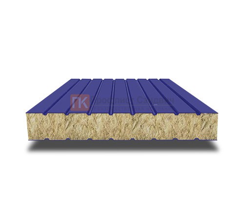 Сэндвич панели без замков с минеральной ватой, ширина 1200 мм, толщина 100 мм, 0.5/0.5, RAL5002