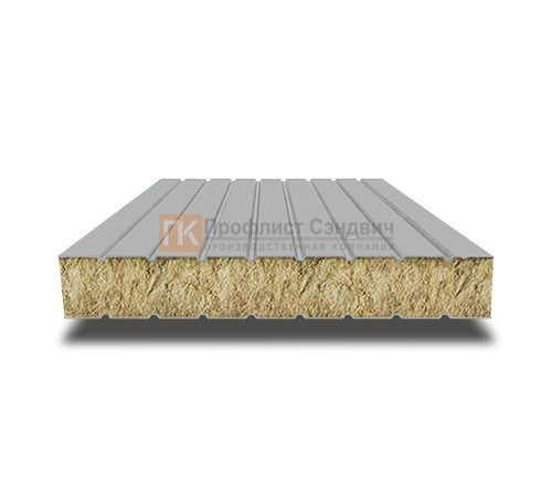 Сэндвич панели без замков с минеральной ватой, ширина 1000 мм, толщина 200 мм, 0.5/0.5, RAL9006