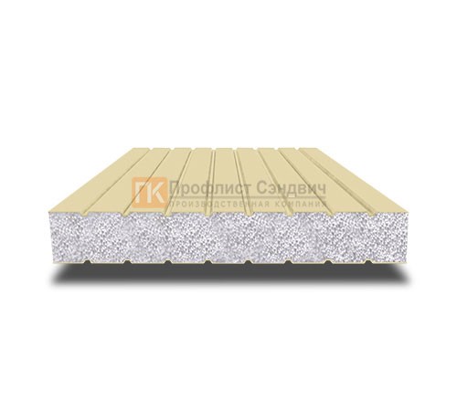 Сэндвич панели без замков с пенополистиролом, ширина 1000 мм, толщина 50 мм, 0.5/0.5, RAL1014
