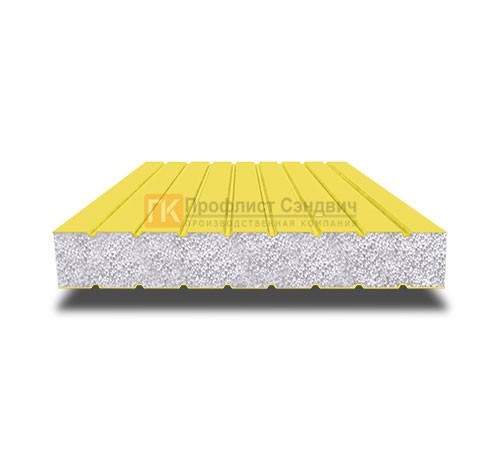 Сэндвич панели без замков с пенополистиролом, ширина 1000 мм, толщина 120 мм, 0.5/0.5, RAL1018
