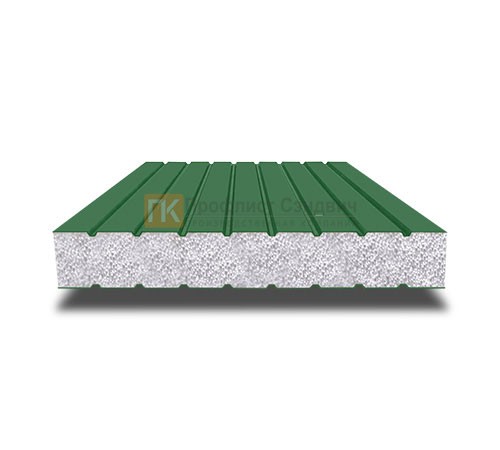 Сэндвич панели без замков с пенополистиролом, ширина 1000 мм, толщина 150 мм, 0.5/0.5, RAL6002