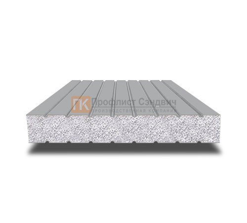 Сэндвич панели без замков с пенополистиролом, ширина 1200 мм, толщина 100 мм, 0.5/0.5, RAL 7004