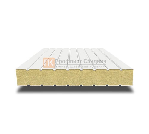 Сэндвич панели без замков с пенополиуретаном, ширина 1000 мм, толщина 100 мм, 0.5/0.5, RAL9003