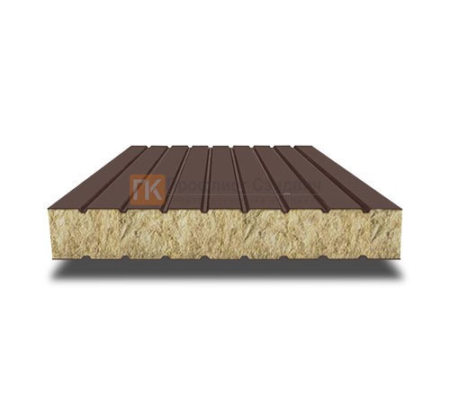 Сэндвич панели без замков с минеральной ватой, ширина 1000 мм, толщина 20 мм, 0.5/0.5, RAL8017