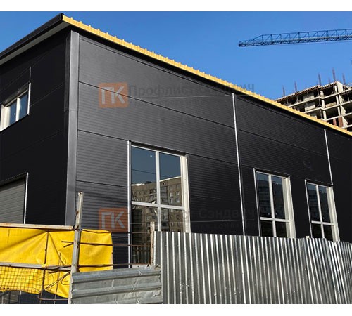 Сэндвич панели без замков с пенополиуретаном, ширина 1000 мм, толщина 100 мм, 0.5/0.5, RAL9005