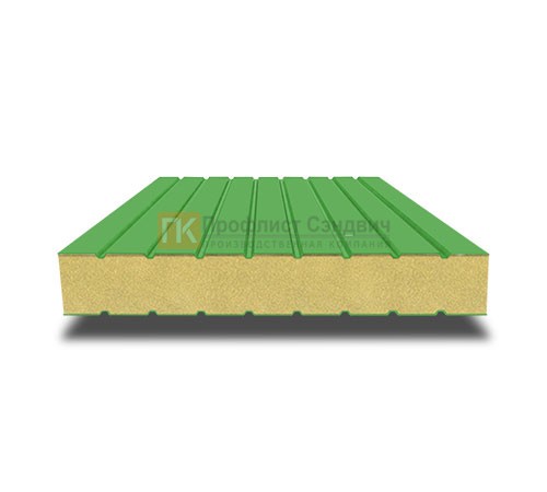 Сэндвич панели без замков с пенополиуретаном, ширина 1200 мм, толщина 80 мм, 0.5/0.5, RAL6018