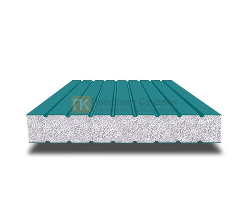 Сэндвич панели без замков с пенополистиролом, ширина 1000 мм, толщина 80 мм, 0.5/0.5, RAL5021