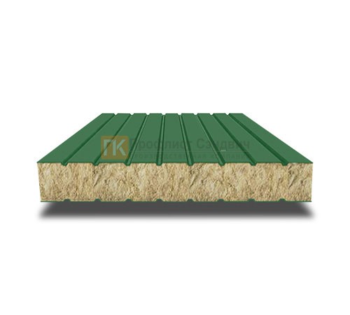 Сэндвич панели без замков с минеральной ватой, ширина 1200 мм, толщина 10 мм, 0.5/0.5, RAL6002