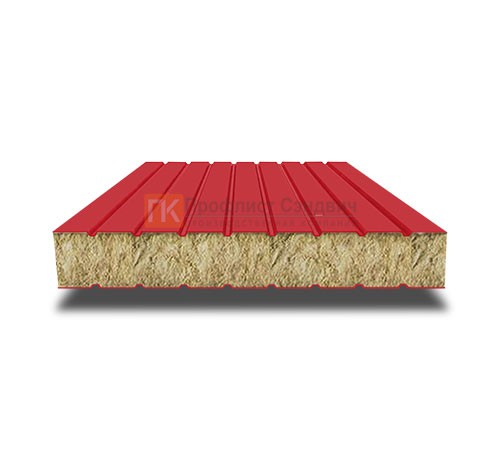 Сэндвич панели без замков с минеральной ватой, ширина 1000 мм, толщина 80 мм, 0.5/0.5, RAL3020