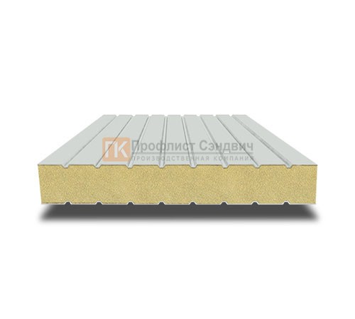 Сэндвич панели без замков с пенополиуретаном, ширина 1200 мм, толщина 80 мм, 0.5/0.5, RAL7047