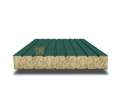 Сэндвич панели без замков с минеральной ватой, ширина 1000 мм, толщина 20 мм, 0.5/0.5, RAL6005