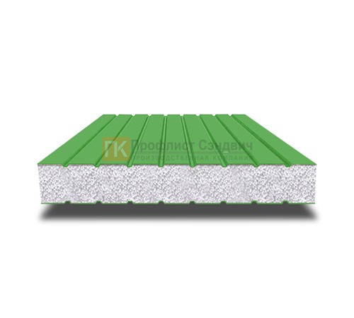 Сэндвич панели без замков с пенополистиролом, ширина 1200 мм, толщина 80 мм, 0.5/0.5, RAL 6018