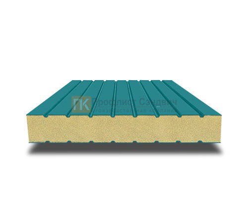 Сэндвич панели без замков с пенополиизоциануратом, ширина 1000 мм, толщина 220 мм, 0.5/0.5, RAL5021