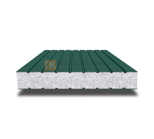 Сэндвич панели без замков с пенополистиролом, ширина 1000 мм, толщина 20 мм, 0.5/0.5, RAL6005